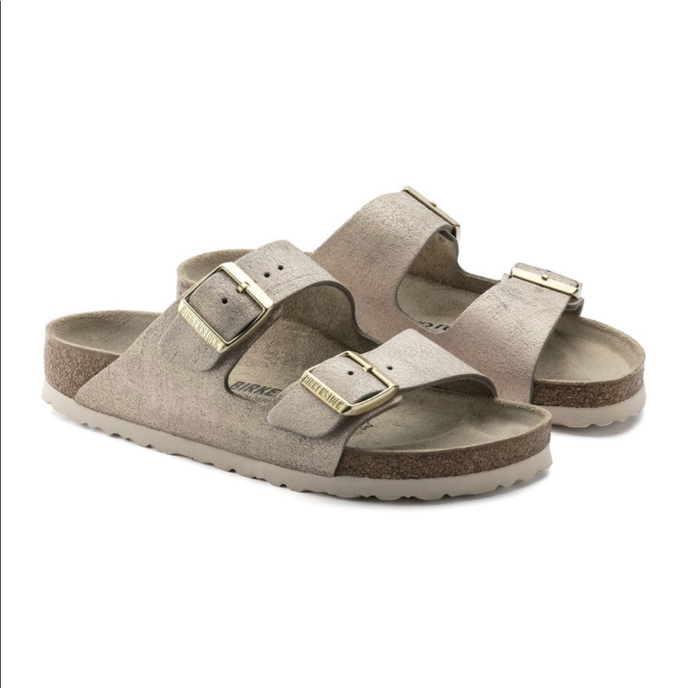 Birkenstock Washed Metallic Rose Gold Arizona